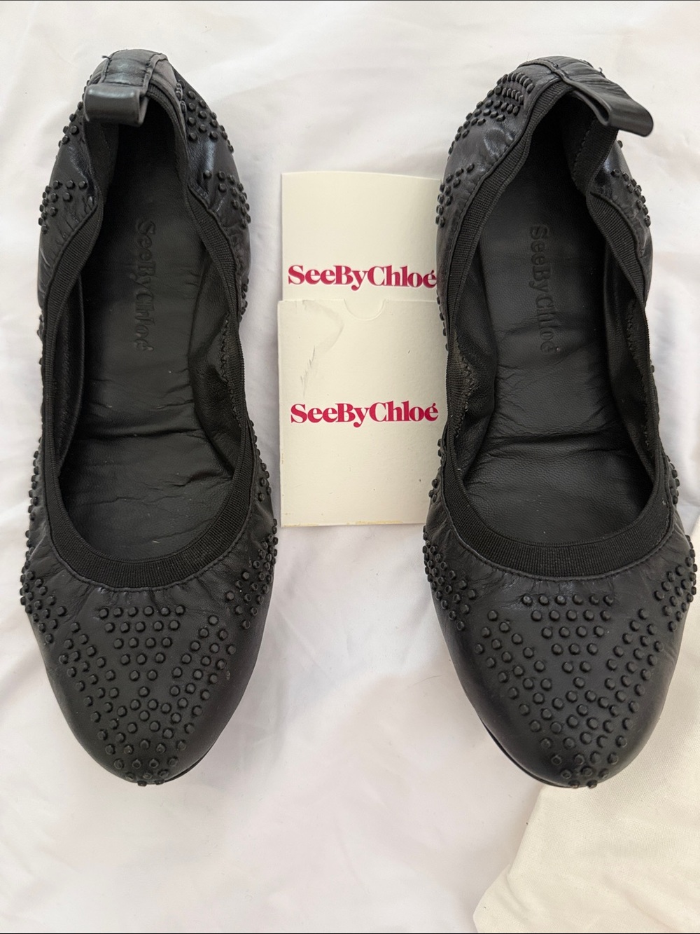 See By Chloe Black Studded Leather Ballet Flats